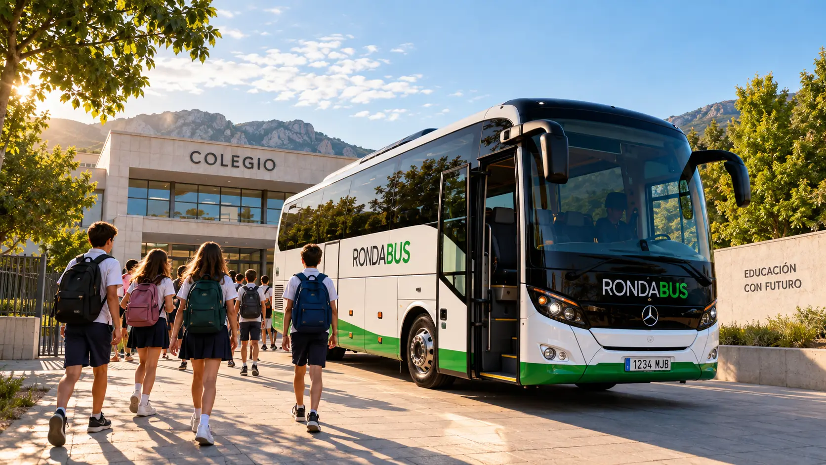 Autobús de Rondabus para transporte escolar en Ronda